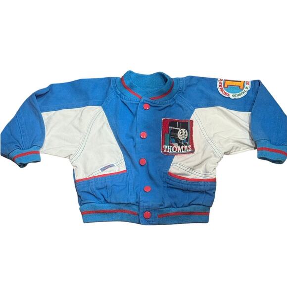 HTF Vintage 90s Thomas the Tank Engine Jacket 4T Patches Bomber Doe Spun Company - Picture 14 of 16